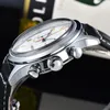 男性用腕時計 2022 新しいメンズ腕時計 5 針すべてダイヤルワーククォーツ時計トップの高級ブランドクロノグラフ時計レザーとスチールベルトメンズファッション