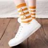 Kvinnor Socks Design College Style Funny Cute Creative Peach Banana avokado Street Striped Sokken Calcetines Divertidos