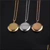 Pendant Necklaces Round Stainless Steel Memory Openging Locket Necklace Family Po Magic Diy Engraveable Jewelry Gift For Baby 3626 Q Dhtb0