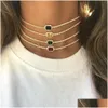 Ожерелья с подвесками Iced Out Tennis Chains Choker Luxury Gold Sier Fashion Pink Yellow Bling Горный хрусталь Воротник Ожерелье Ювелирные изделия для вечеринок Dhzgr