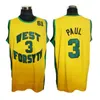 Aangepaste Throwback Chris Paul #3 High School Basketball Jersey West Forsyth 61 Path Geel Groen Genaaid Maat S-4XL 5XL 6XL