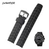 jawoder watchband 28mm 블랙 실리콘 고무 시계 밴드 스테인리스 스틸 클래스 스트랩 카시오 EF-550 스포츠 wat270z 용 전자 교체