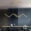 Chandeliers 26W Modern Minimalist Wave Line Led Chandelier For Table Dining Kitchen Restaurant Nordic Coffee Bar Pendant Hanging Light