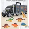 Science Découverte Éducation Jouets En Plastique Dinosaure Avec 6 Dinosaures Transporteur De Camion Jouet Collecté Voiture Animaux Véhicule Drop Delivery G Dhzx2