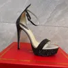 Kristal Sandallar Platform Pompaları Rene Caovilla Margot Süper Stiletto Topuk Sandal Akşam Ayakkabıları Kadın Yüksek Topuklu Tasarımcılar Ayakkabı Kemer Ayakkabı