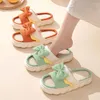 Slippers Lovely Frog Linen Women Shoes Couples Non Slip Thick Soled Spring Summer Cotton Cool Sandals Home Slides