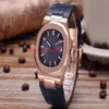 5 Color Luxury High Quality Watch 40 5mm Nautilus 5711 1R-001 Leather 18k Rose Gold Asia Mechanical Transparent Automatic Mens Wat283Y