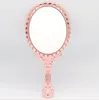 Miroirs de maquillage Dames Vintage Repousse Ovale Floral Commode À Main Dentelle Romantique Miroir À Main Bronze Argent Or Rose Outil Cosmétique Salon De Beauté BC223