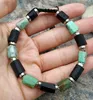 Link Armbanden Natuurlijke zwarte toermalijn Stone Green Jades kralen verstelbare armband M0103