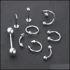 Body Arts DHS Fast Cool 120 Tongue Nails Mixed Set Stainless Steel Lip Eyebrow Nose Belly Button Ring Piercing Jewelry Wholesale DRO DHFG5