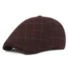 Plaid Newsboy Caps m￤n ull blandar platt m￶ssa varma k￶r hattar gastby murgr￶na m￶ssor f￶r manlig vintage brittisk f￶rtjockad basker