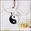 Bedelarmbanden 2 pc's/lot vintage verstelbaar touw paar armband hand sieraden yin yang charmes zwarte witte rode handgemaakte drop levering ottqh