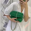 Evening Bags Tas Selempang Bahu Tenun Tali Fashion Untuk Wanita Tangan Rajut Rantai Persegi Dompet Ponsel Tutup Kepangan Kecil