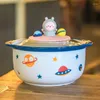 Zestawy naczyń obiadowych Space Instant Makaron Bowl Cartoon Kreatywne słodkie z pokrywką jako uchwyt na telefon komórkowy zupa o dużej pojemności