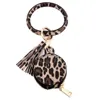 PU-Leder Quasten Armbänder Schlüsselanhänger Partybevorzugung Armband Sonnenblume Leopard Kopfhörer Taschen Make-up Tasche mit Spiegel Schlüsselanhänger Köpfe ss1216