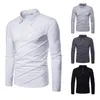 Men's Polos Men Brand Clothing Solid Color Lapel Long-sleeved POLO Shirt Large Size Slim Casual Sports