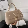 Fashion Messenger Bags 23SS Women's Cross Body Metal زر حقيبة يد مطبوعة حقيبة كتف نسائية جلد grils