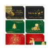 Altre forniture per feste festive 24 pezzi / lotto Set di cartoline di Natale Natale Santa Campana Elk Sowman Cartoline di cartone animato Fai da te Anno Regalo di auguri Dr Dhdbe