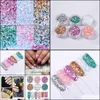 Nail Glitter 6Boxes / Set Paillettes en poudre mélangées au laser Shinning Colorf Flakes 3D Diy Charm Dust For Art Décorations Drop Delivery Health Dhejb