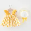 Abiti da ragazza Melario Set di vestiti estivi per bambini Baby Beach Bow Abito da principessa in cotone senza maniche floreale Cappellino da sole