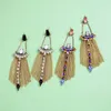 Dangle Earrings Black/Multicolor Statement Big Long Party Chunky Jewelry Crystal Link Chain Fringe Hanging Brincos