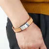 Charm Bracelets Retro Brown Leather Bracelet Men 2022 Punk Stainless Steel Magnetic Buckle Wristband Jewellery Accesorios Hombre Boyfriend