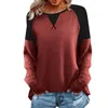 Dames t shirts dames polyester spandex shirt vrouwen mode lange mouw ronde nek top stiksel pullover casual los fit