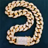 New Trendy 20mm 16inch -24inch 18K Gold Plated Bling CZ Cuban Chain Necklace Punk Hiphop Rapper Jewelry