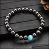 Beaded Fashion Lava Mens Bracelet Bracelet полуперасовые натуральные камни Onyx гематитовые шарики ручной работы.