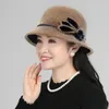 ベレー帽の女性ヴィンテージウールラウンドフェドラ弓フェルトレディーのボウラーハットジャズエレガントなバケツ