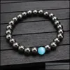 Beaded Fashion Lava Mens Bracelet Semiprecious Natural Stones Onyx Hematite Beads Handmade Health Stretchy Jewelry Fit Holiday Lover Otxwo