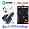 Carregador de carro USBC dual porta USB Charging Fast Tipo C Adaptador de energia compacta PD para iPhone Samsung Huawei com pacote