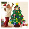 Christmas Decorations Handmade Diy Felt Tree With Ornaments Children Kid Santa Claus Xmas Year Door Wall Hanging Decoration Manual A Dhqdb