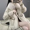 Women's Fur Elegant Woolen Coat Women Down Lining Integrated Faux Jacket Suede Parka Outer Clothing