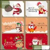 Diğer Festival Parti Malzemeleri 24 PC/Lot Noel Kartları Seti Xmas Santa Bell Elk Sowman Karikatür Kartpostalları DIY Yıl Tebrik Hediyesi Dr Dhdbe