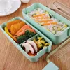 Healthy Material Lunch Box 3 Layer 900ml Wheat Straw Bento Boxes Microwave Dinnerware Food Storage Container Lunchbox bb1216