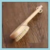 Badborstar Svampar Skrubber Naturligt vildsvinborste Body Brush med konturerat trähandtag Exfolierar torr hudrengöring RRB15077 OTU7E