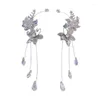 Boucles d'oreilles arrière décoration de cheveux latérale nuptiale zircon mori belle oreille de gaze blanche accrochée accessoires de mariage