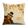 Oreiller dindes citrouille couverture joyeux Thanksgiving cadeaux vacances fête décor à la maison oreillers coton lin taies d'oreiller 45x45cm