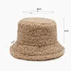 Berets Winter Lamb Bucket Hats For Women Plush Soft Warm Fisherman Hat Panama Casual Caps Lady Flat