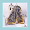 Scarves Female Silk Square For Women Neck Wrap Hair Band Elegant Floral Print Headband Foard Lady Handkerchief Drop Delivery Fashion Ot1G2