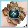 Charm Bracelets Twee Constellations Time Gem Handwoven Mtistorey Retro Bracelet Mix Order 20 Pieces A Lot Drop Delivery Jewelry Othmc