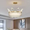 Kolye lambaları Altın Taç Lüks Dimmable Led Lamb Restoran Yemek Odası Kristal Işıklar