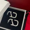 2022 Moda Brincos Jóias Feminino Masculino Brinco Ear Studs Carta v Diamantes Luxos Moda Dourada Agulha de Prata Weote Com Caixa