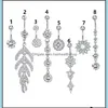 فنون الجسم DHS Sparkle Diamond Art Luxury 8piece Stainless Steel Zircon Sier Belly Button Button Ring مجموعة مجوهر