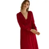 Momento de sono feminino 2pcs Mulheres vestido de túnica de renda de verão Sexy Cardigan Kimono Bathrobe Lounge Lounge Loue Sleepshirts Home