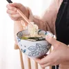 Cuencos de cerámica japonesa de 5,25 pulgadas, cuenco para sopa, arroz, Ramen, porcelana, fideos instantáneos, postre, ensalada, vajilla de 430ML