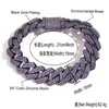 Bracelets à maillons chaînes glacées pour hommes et femmes, 15MM, noir, violet, cubain, pierre CZ, Hip Hop, bijoux 209l