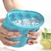 Portable 2 i 1 stor silikon Ice Cube Mold Maker Tray Bucket Wine Cabinet med lock Party Beverage Frozen Whisky Cocktail Sea Shipping SS1216