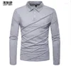 Men's Polos Men Brand Clothing Solid Color Lapel Long-sleeved POLO Shirt Large Size Slim Casual Sports